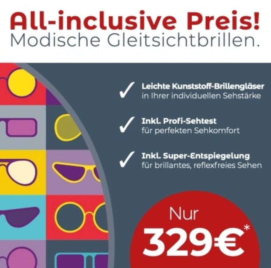 Komplettbrillenangebot Gleitsicht für 329€
